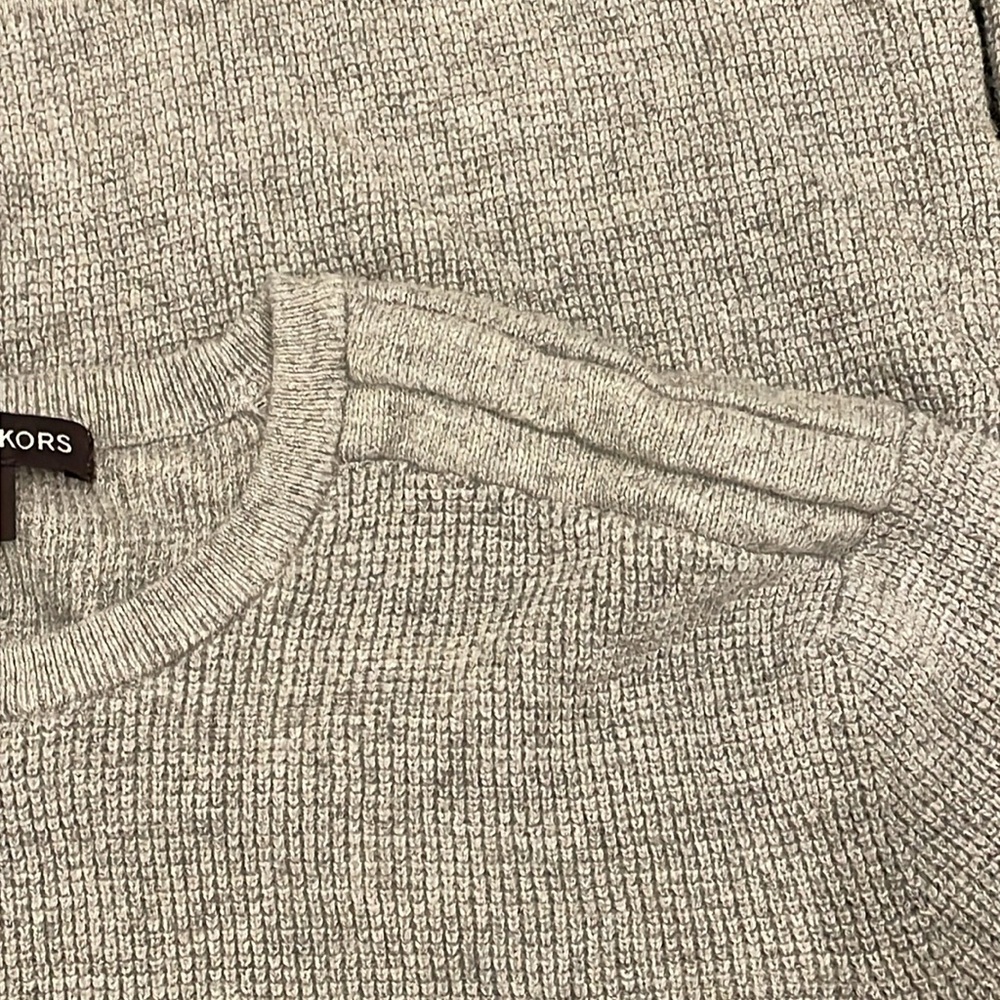 Michael Kors Grey Waffle Knit Sweater XL Cotton Wool Blend GUC Classic Designer - Picture 4 of 5